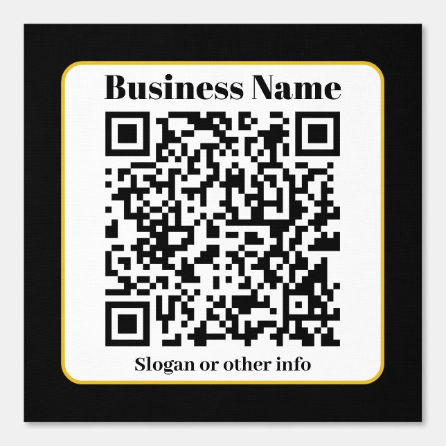 Create Your Own QR Code | Black White Gold Border Wallpaper (Front)