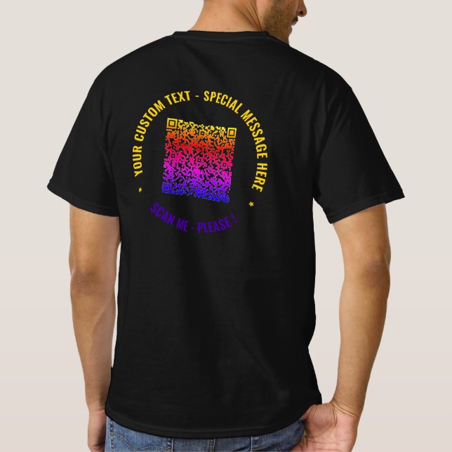 Create Your Own QR Code T-Shirt with Custom Text (Back)