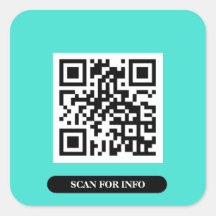 Create your own QR Code Turquoise Colourful Trendy Square Sticker