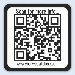 Create Your Own QR Code w/Border Black & White Square Sticker