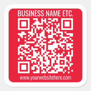 Create Your Own QR Code w/Border Red & White Square Sticker