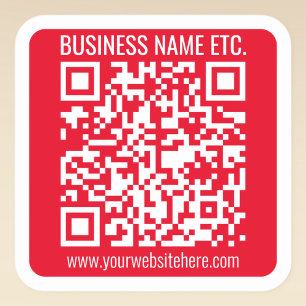 Create Your Own QR Code w/Border   Red & White Square Sticker