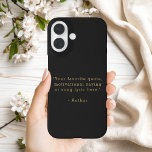 Create Your Own Quote iPhone 16 Case<br><div class="desc">Create your own quote iPhone case. Features your favourite inspirational quote,  song lyric,  funny saying,  bible verse or custom text in minimalist black and gold typewriter style typography.</div>