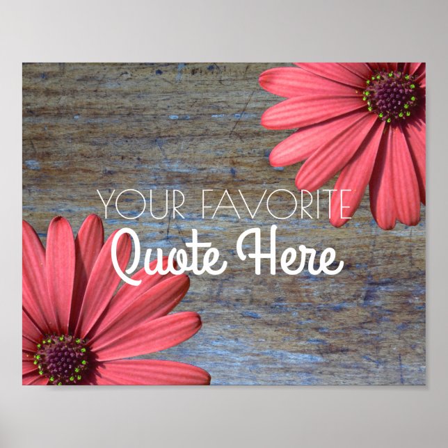 Create Your Own Quote | Rustic Wood Daisies Sign (Front)