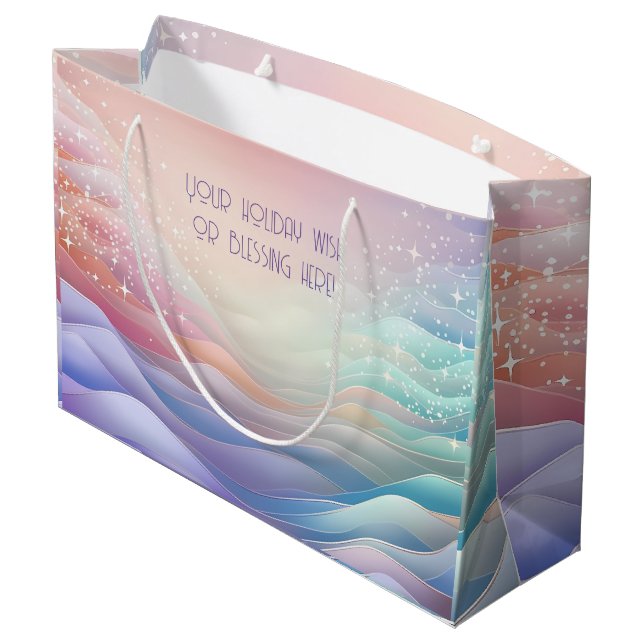 Create Your Own Rainbow Christmas Snow Large Gift Bag (Back Angled)
