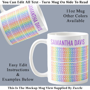 Create Your Own Rainbow Hidden Message & Name V Coffee Mug