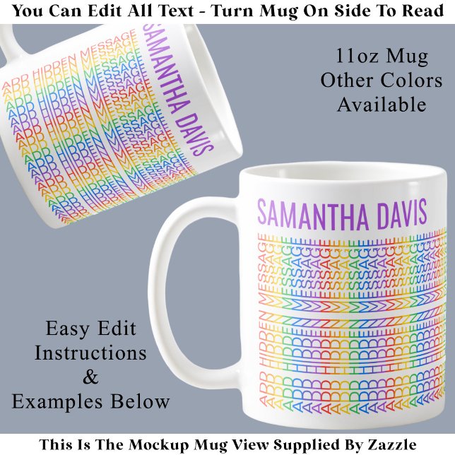 Create Your Own Rainbow Hidden Message & Name V Coffee Mug (Creator Uploaded)