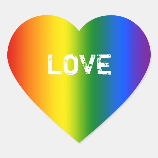 Create Your Own Rainbow Ombre Conversation Heart Heart Sticker (Front)