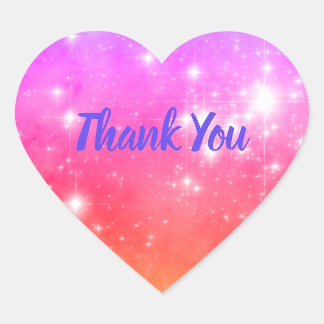 Create Your Own Rainbow Ombre Photo Thank You Heart Sticker (Front)
