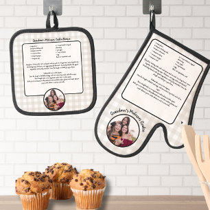 Create your own Recipe keepsake Buffalo Add Photo  Oven Mitt & Pot Holder Set