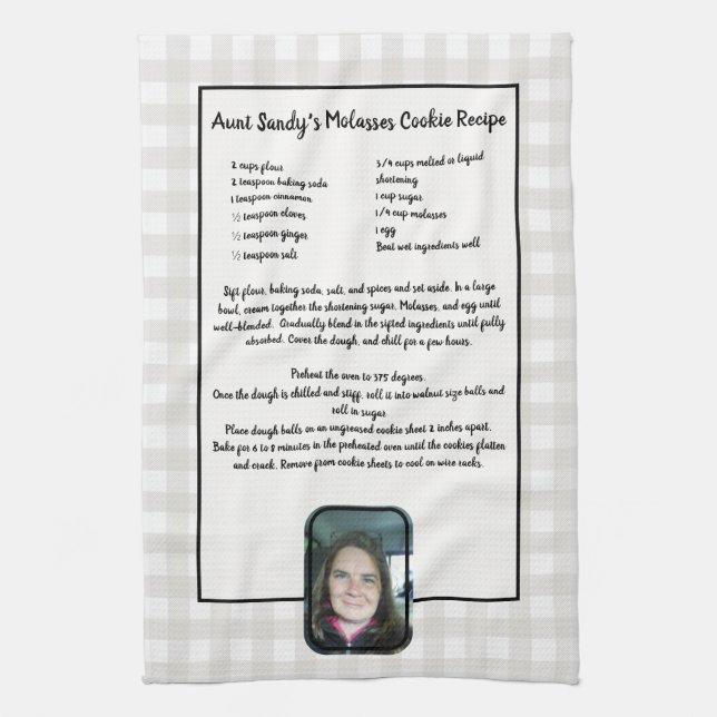 Create your own Recipe keepsake Buffalo Add Photo Tea Towel (Vertical)