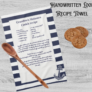 Create Your Own Recipe Keepsake Navy Blue Anchor K Tea Towel