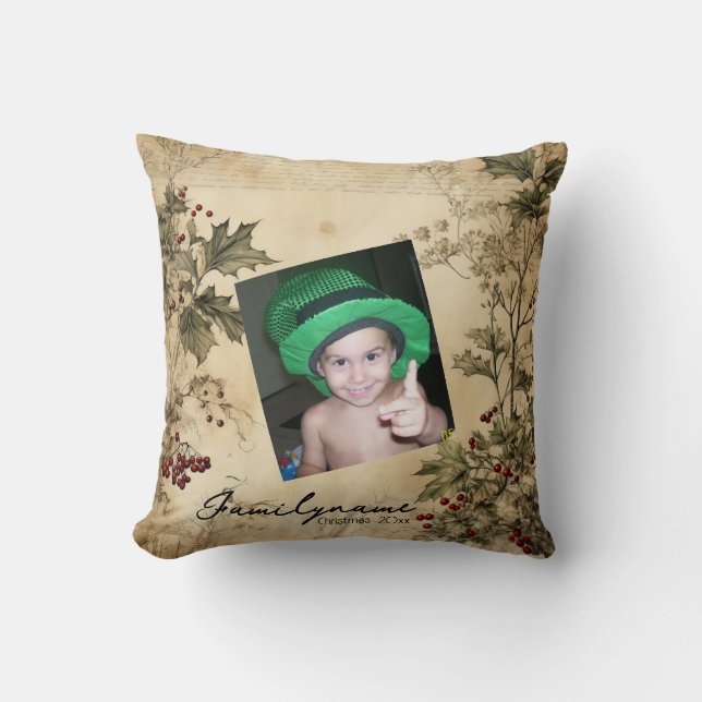 Create Your Own Red Berry Vines Cushion (Front)