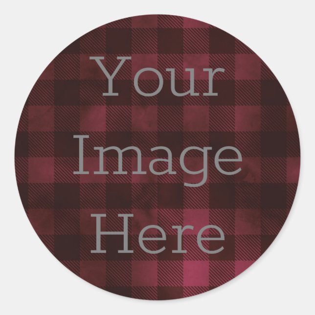 Create Your Own Red + Black Buffalo Check Plaid Classic Round Sticker (Front)