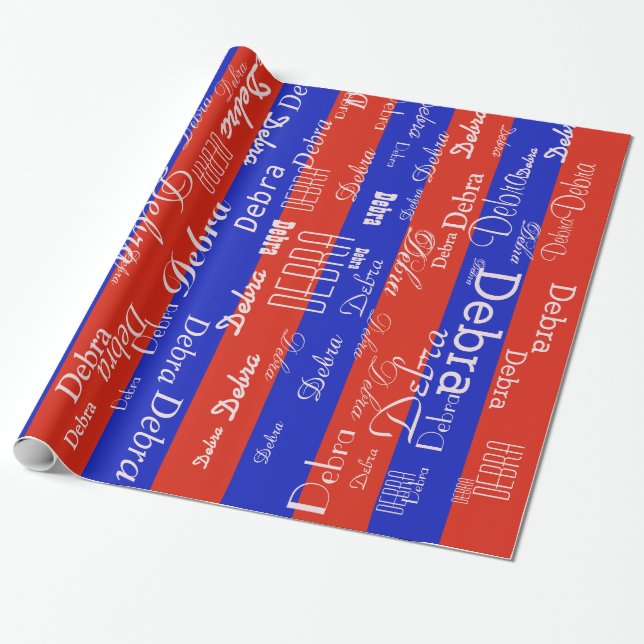 create your own red & blue name pattern wrapping paper (Unrolled)