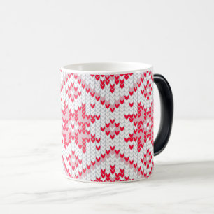 Create Your Own Red Christmas Sweater Pattern Magic Mug