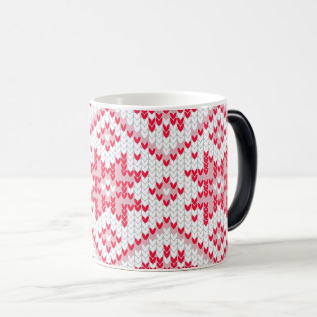 Create Your Own Red Christmas Sweater Pattern Magic Mug (Front Right)