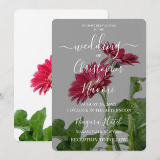 Create Your Own Red Flowers on White Wedding Invitation