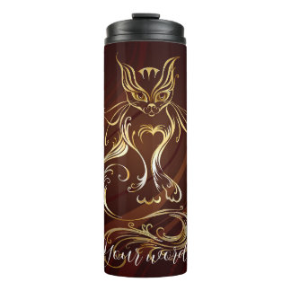 Create Your Own Red & Gold Cat Thermal Tumbler