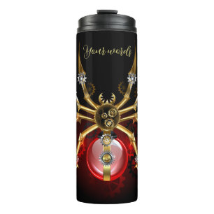 Create Your Own Red & Gold Clockwork Spider Thermal Tumbler