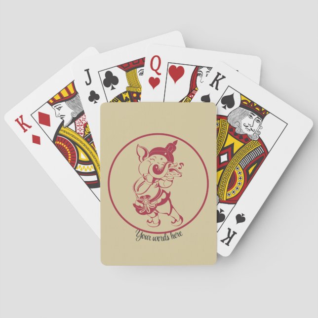 Create Your Own Red & Gold Ganesh Flute Playing Cards (Back)