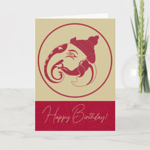 Create Your Own Red & Gold Ganesh Profile Holiday Card