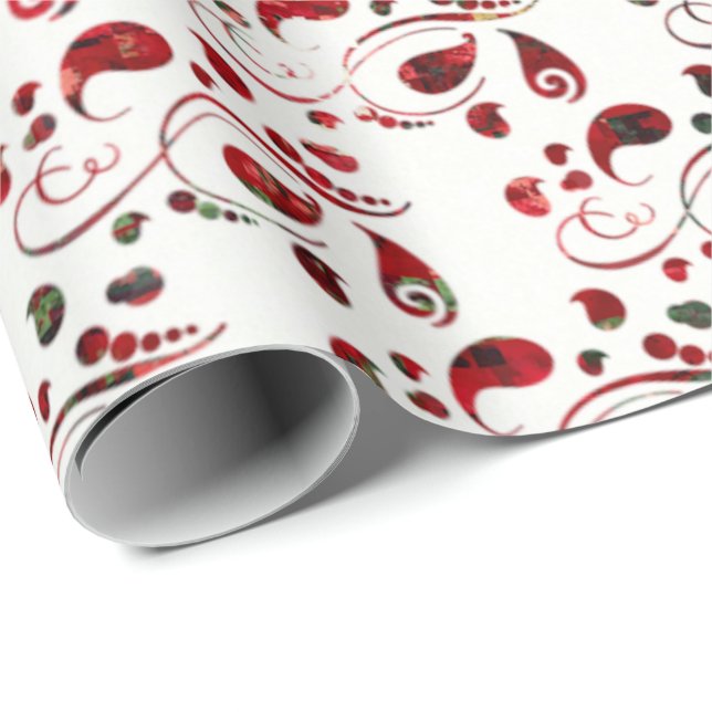 Create Your Own Red & Green Christmas Paisley Wrapping Paper (Roll Corner)
