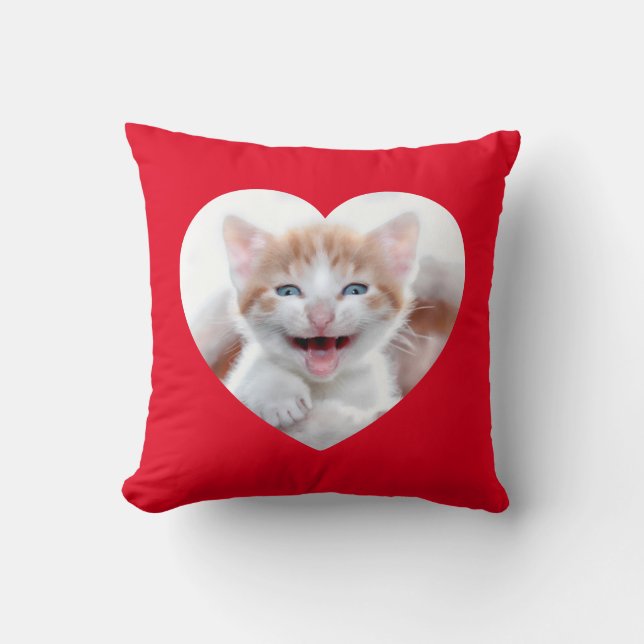 Create Your Own Red Heart Border Photo Cushion (Front)