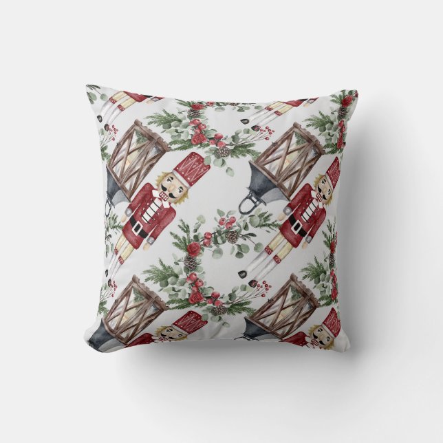 Create Your Own Red Nutcracker & Lantern Cushion (Front)