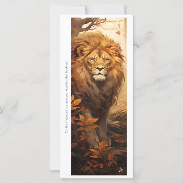 Create Your Own Regal Floral Lion Bookmark Card (Front)