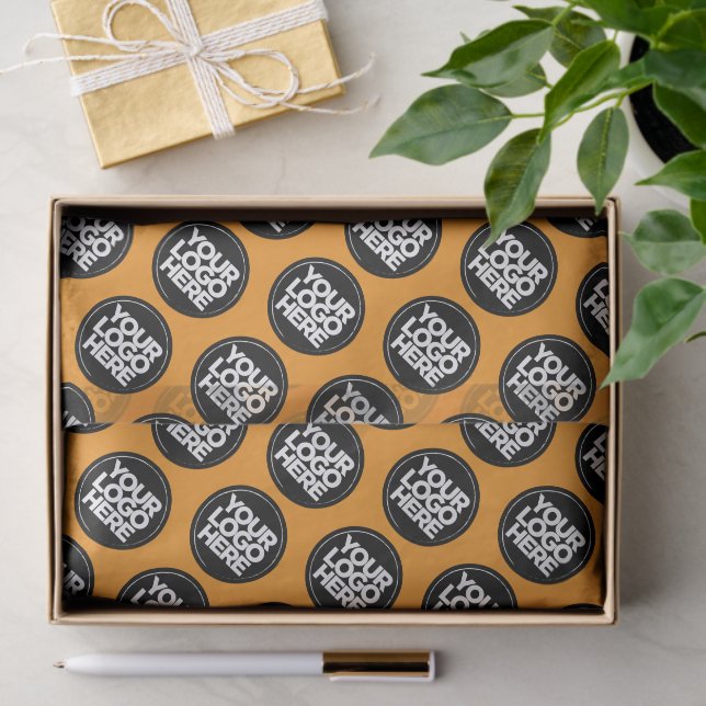 Create your own Repeating Logo Background Orange Tissue Paper (Gift)