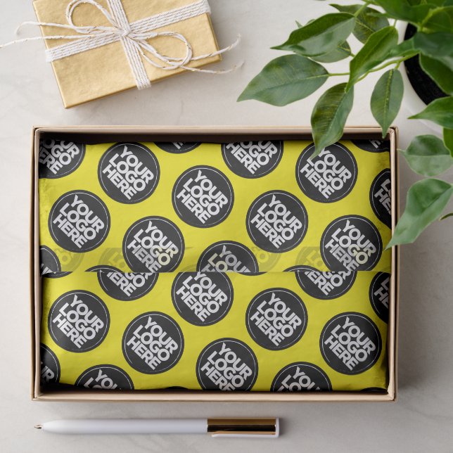 Create your own Repeating Logo Background Yellow Tissue Paper (Gift)