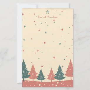 Create Your Own Retro Celestial Yule Trees Stationery
