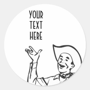CREATE YOUR OWN RETRO COWBOY GIFTS CLASSIC ROUND STICKER