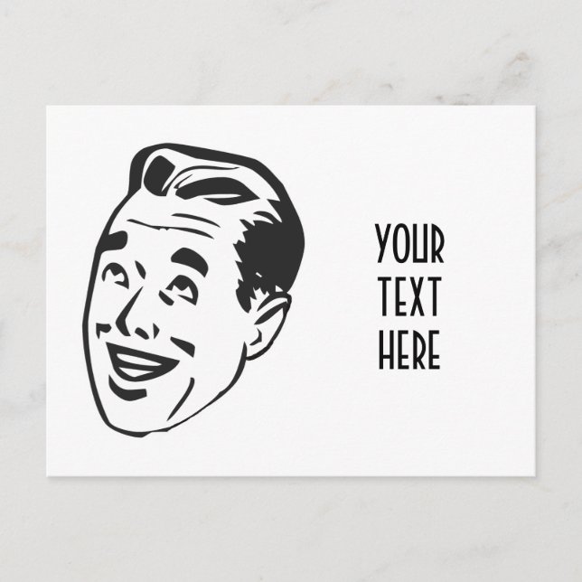 CREATE YOUR OWN RETRO HAPPY MAN HEAD GIFTS POSTCARD (Front)