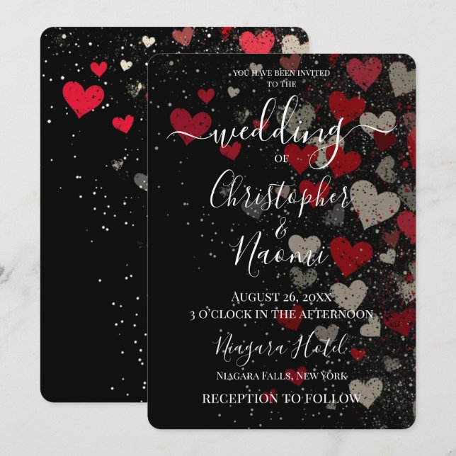 Create Your Own Retro Hearts Invitation (Front/Back)