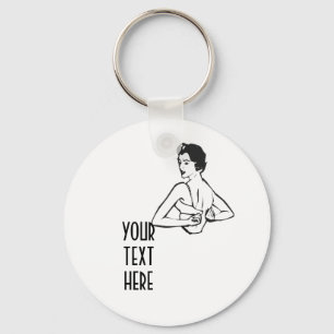 CREATE YOUR OWN RETRO LADY DRESSING GIFTS KEY RING