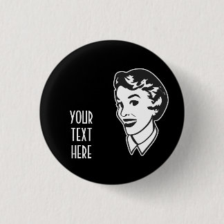 CREATE YOUR OWN RETRO LADY FACE GIFTS 3 CM ROUND BADGE