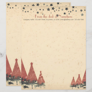 Create Your Own Retro Red Grey Celestial Yule Custom Letterhead