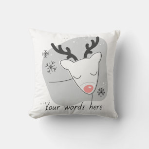 Create Your Own Retro Reindeer Silver Christmas Cushion