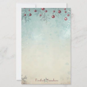 Create Your Own Retro Snowy Red Blue Yule Stationery