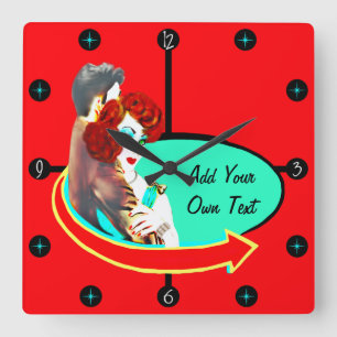 Create Your Own Retro Vintage 50s Diner Square Wall Clock