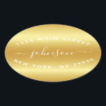 Create Your Own  Return Address Gold White Oval Sticker<br><div class="desc">Create Your Own Return Address Gold White Oval Sticker</div>