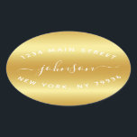 Create Your Own  Return Address Gold White Oval Sticker<br><div class="desc">Create Your Own Return Address Gold White Oval Sticker</div>