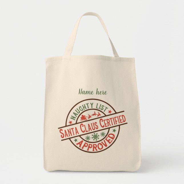 Create Your Own Reusable Christmas Santa Sack Tote Bag (Front)