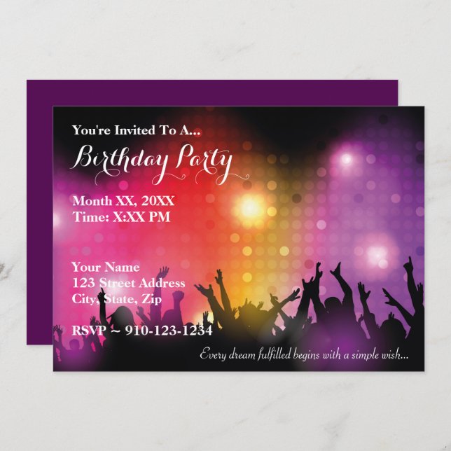 Create Your Own Rock Birthday Party Invitation (Front/Back)