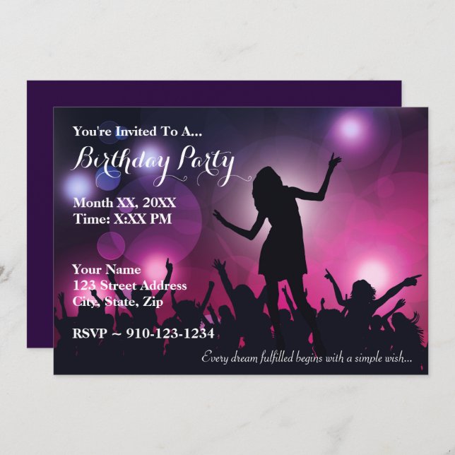 Create Your Own Rock Birthday Party Invitation (Front/Back)