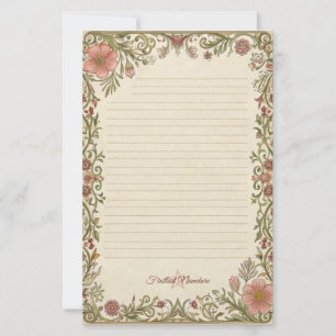 Create Your Own Romantic Coral Art Nouveau Floral Stationery