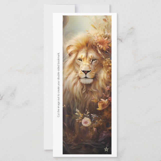 Create Your Own Romantic Floral Lion Bookmark Card (Front)