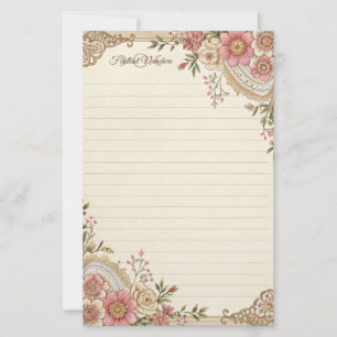 Create Your Own Romantic Lacey Flowers Note Paper